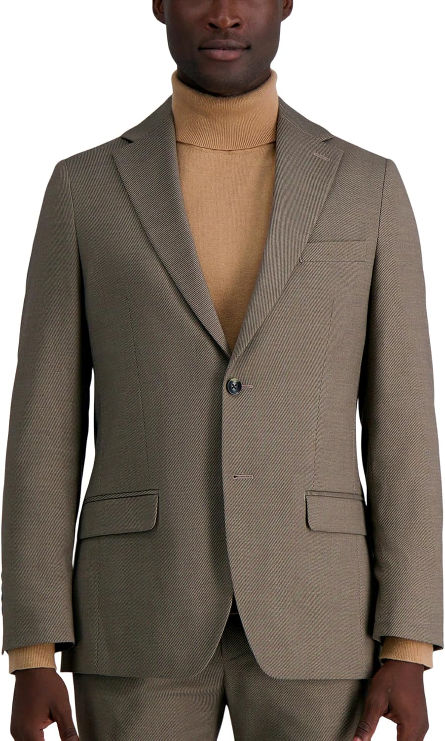 Haggar Men's JMH Premium Stretch Tailored Fit Suit Separate Pants, Medium Taupe-Jacket, 48 Tall