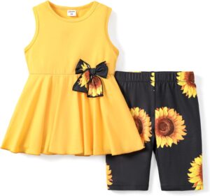 PATPAT Little Toddler Girls Clothes Butterfly Sleeveless Dress Top and Floral Print Short Set Girls Outfits Size 2-12Y