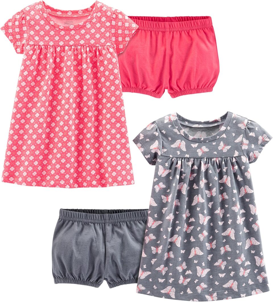 Simple Joys by Carter's Girls' Short-Sleeve and Sleeveless Dress Sets, Pack of 2