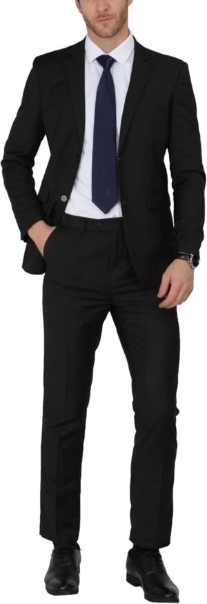 WEEN CHARM Men's Suits Slim Fit 2 Piece Two Button Blazer Wedding Prom Tuxedo Single Breasted Jacket Pants Set