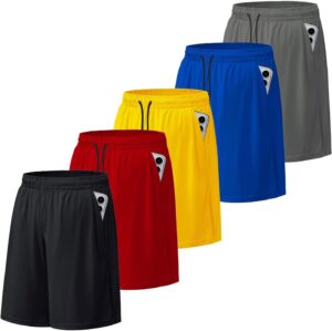 Aserlin Men's Athletic Shorts Mesh Workout Gym Activewear Basketball Shorts with Pockets 5 Pack
