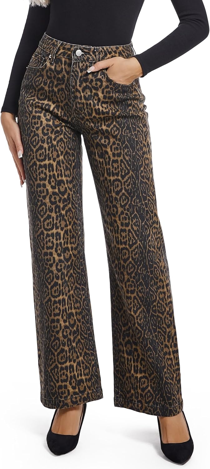 Women's Jeans Straight Leg Casual High Waisted Stretch Trendy Black Pull On Jeans for Women