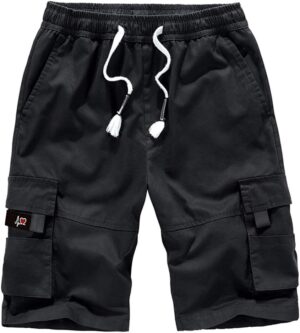 ELETOP Men's Cargo Shorts Elastic Waistband Drawstring Big and Tall Cotton Summer Casual Work Shorts