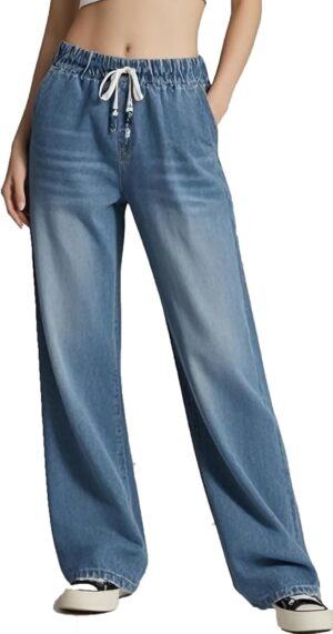SperLucky Jeans for Women High Waisted Straight Leg Stretchy Jeans Loose Wide Leg Denim Pants