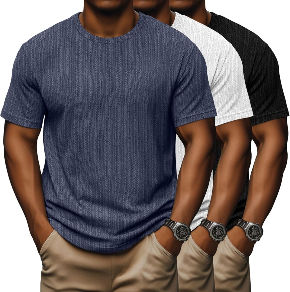 3 Pack Men's Big and Tall T-Shirts, Short Sleeve Crewneck Shirt Causal Dry Fit T-Shirt Athletic Running Gym Tee Tops