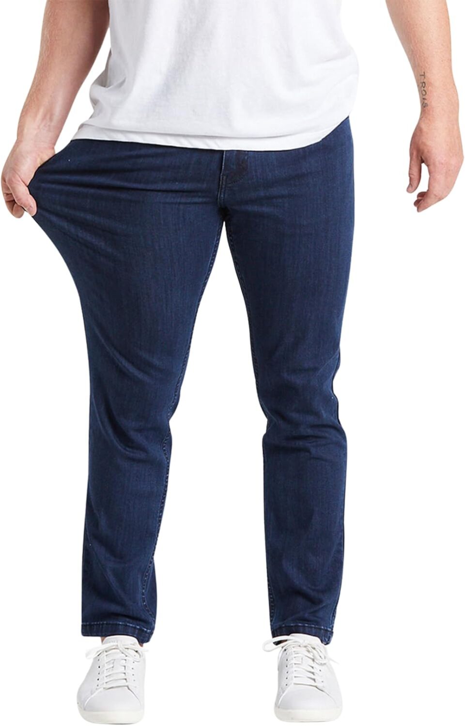 Mugsy Mens Jeans, Classic Fit, Stretch Denim Jeans for Men, Comfortable, 4-Way Stretch, Flexible Pants, Size Up If Needed