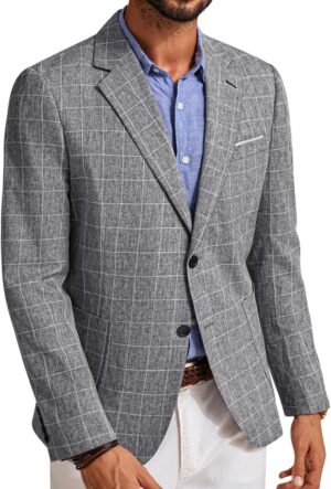 PJ PAUL JONES Mens Casual Sport Coats Two Buttons Lightweight Business Sport Blazer