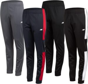 New Balance Boys Sweatpants - 4 Pack Active Tricot Boys Joggers Athletic Pants with Pockets, Kids Activewear Clothes (4-20)