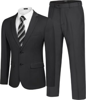 COOFANDY Men's 2 Piece Suits Classic Fit 2 Button Dress Suits Tuxedo Jacket Blazer for Wedding Business Dinner Prom