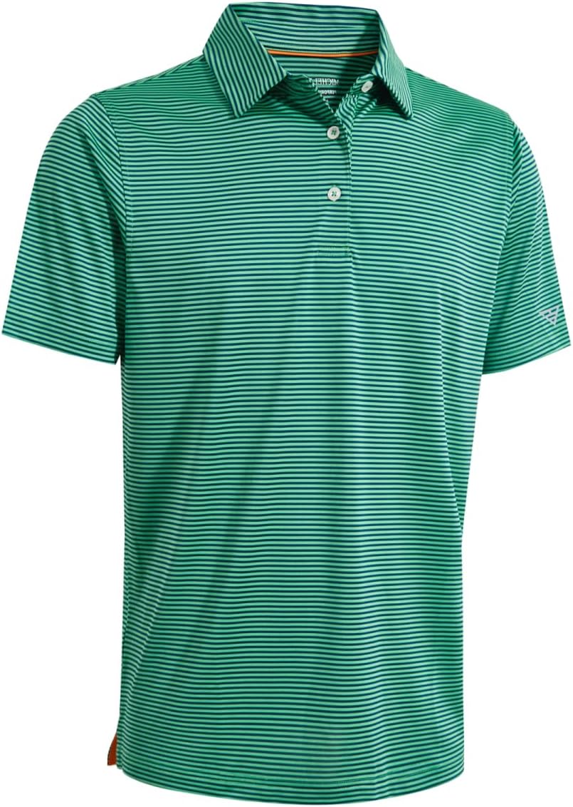 Boys Polo Shirts Short Sleeve Striped Performance Moisture Wicking Dry Fit Golf Shirts for Boys Youth Kids
