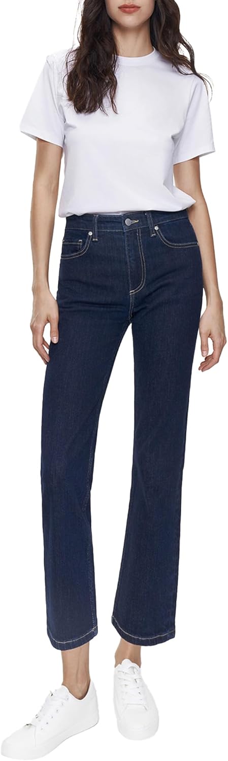 Jeans for Women Cotton Stretch Straight Leg Trouser Soft Casual Curve Appeal Jeans Denim Pant