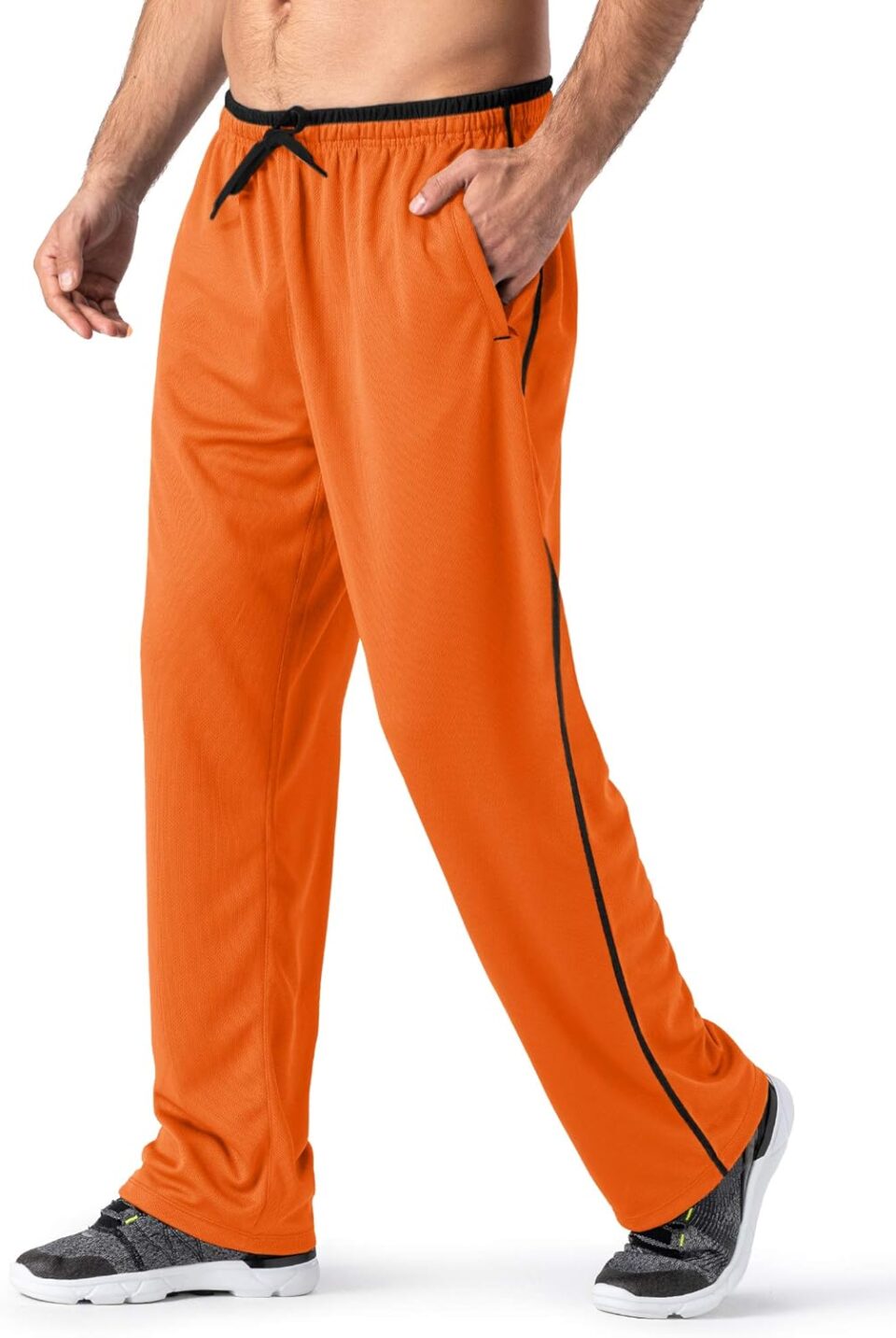 MAGNIVIT Men's Lightweight Sweatpants Loose Fit Open Bottom Mesh Athletic Pants with Zipper Pockets