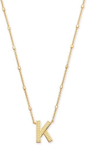 Kendra Scott Letters A-Z Pendant Necklace for Women, Fashion Jewelry, 14k Gold-Plated Brass