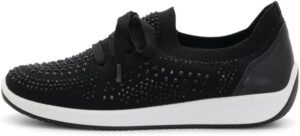 ARA Women's Lisbon Lace Sneaker, Black Wovenstretch - 7 M(US)