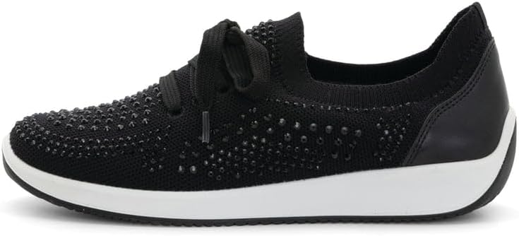 ARA Women's Lisbon Lace Sneaker, Black Wovenstretch - 7 M(US)
