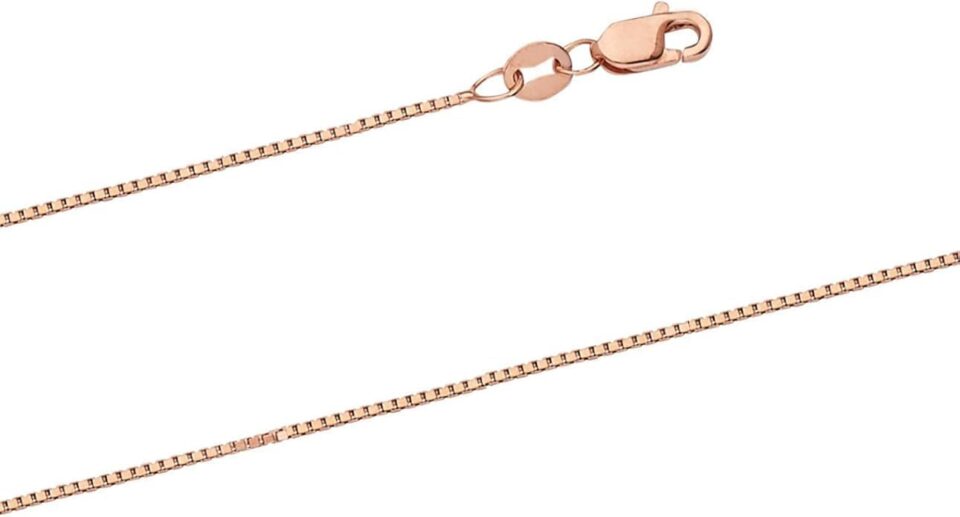 Real 14k Yellow/White/Rose Gold Box Chain 1-2mm Solid Gold Necklace with Lobster Clasp for Women Men, Jewelry Gift for Her Him, 16-24 inch
