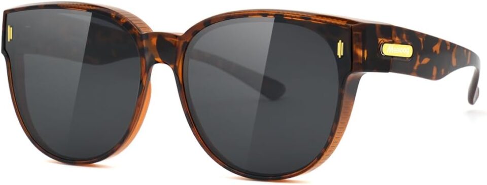 Meeloog Over Glasses Sunglasses for Women Polarized Stylish Large Shades Cover Glass Women Cateye Round UV400 for Driving