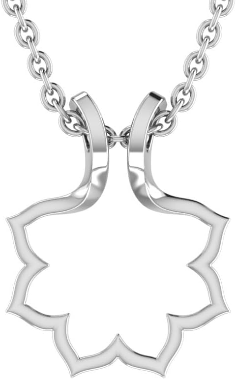 925 Sterling Silver 18" Chain Lotus Flower Necklace Simple Geometric Pendant, Wedding Engagement Ring Holder