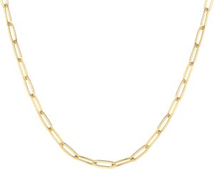 PAVOI 14K Gold Plated Curb Paperclip Box Sphere Bead Snake Herringbone and Figaro Chain Adjustable Necklace