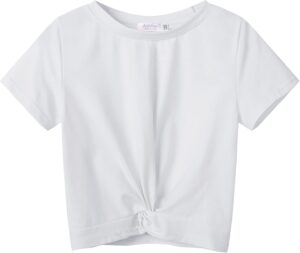 Arshiner Girls Casual Tie Dye Short-Sleeve T-Shirt Cute Print Summer Blouse for Girls Twist Front Tunic Tee Tops