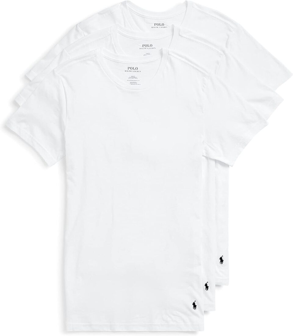RALPH LAUREN Men's Slim Fit Cotton Crew Undershirts, 3 Pack