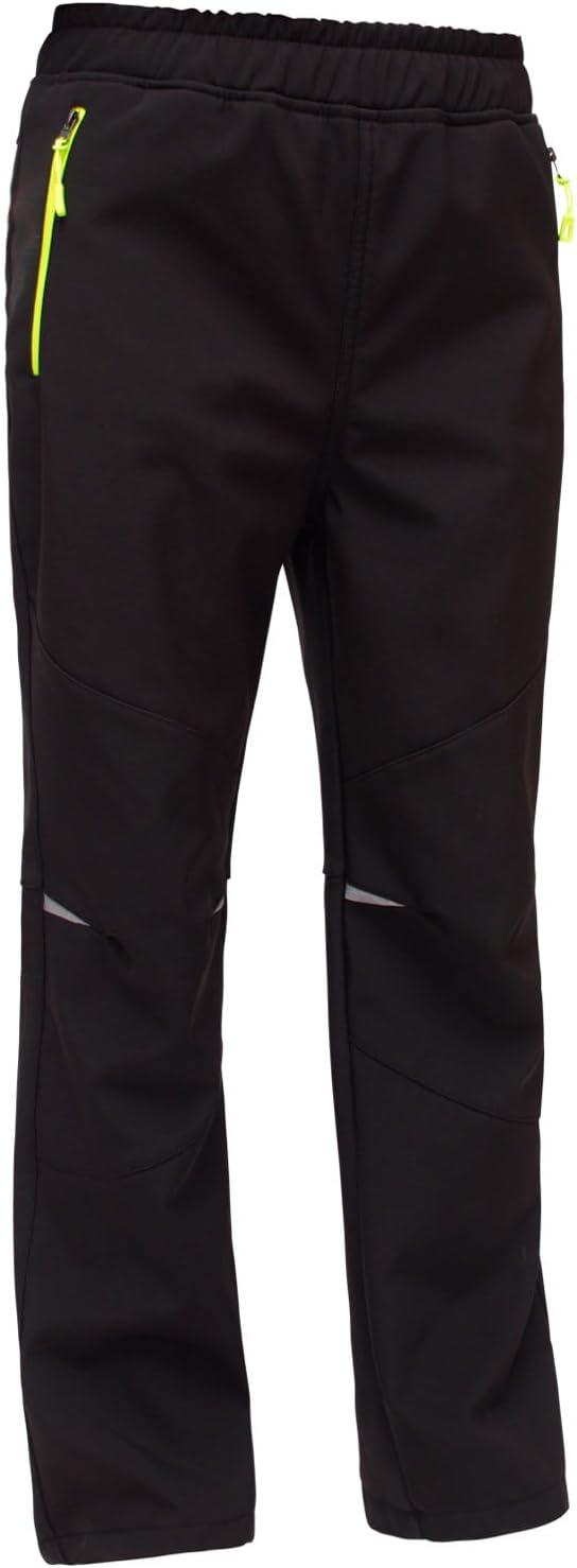MEILONGER Boys Girls Softshell Hiking Pants Fleece Lined Skiing Snow Pants Kids Outdoor Trousers