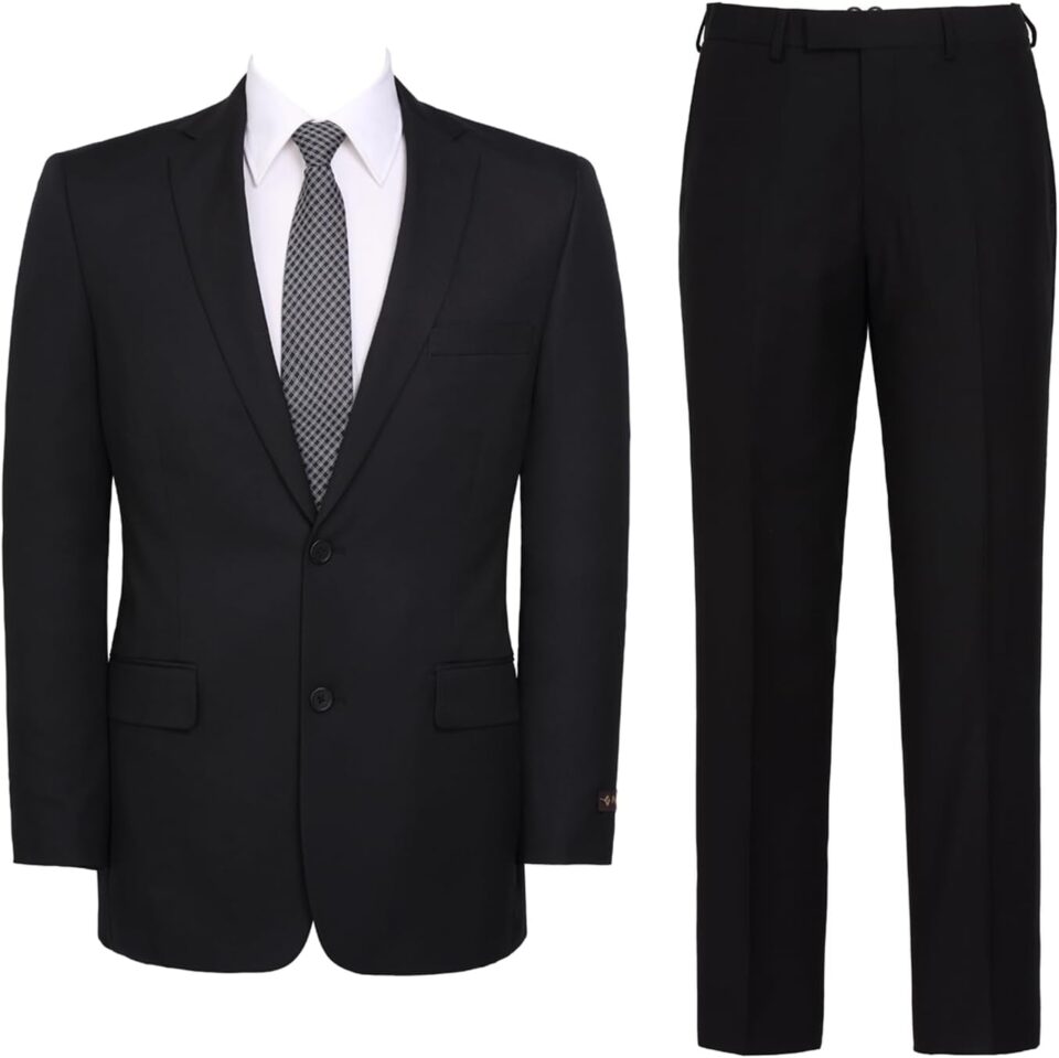 AMY ZHU Men's 2 Piece Suit Regular Fit Blazer Big and Tall Business Suit Jacket Suit Pants for Wedding