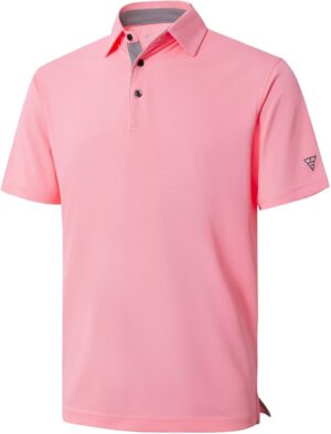 Mens Golf Shirt Short and Long Sleeve Moisture Wicking Dry Fit Performance Solid Casual Pique Golf Polo Shirts for Men