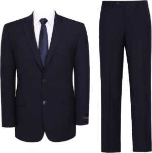 AMY ZHU Mens Suit 2 Piece Classic Fit Blazer Business Wedding Suit Set Prom Tuxedo Jacket Pants Set