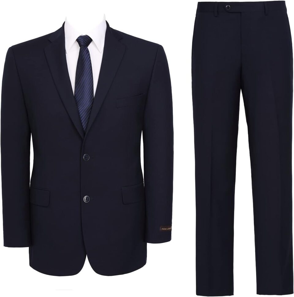 AMY ZHU Mens Suit 2 Piece Classic Fit Blazer Business Wedding Suit Set Prom Tuxedo Jacket Pants Set