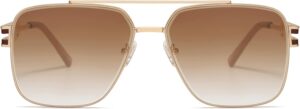 SOJOS Retro Oversized Square Sunglasses for Women Men, Vintage Large Double Bridge Metal Frame Unisex Sunglasses SJ1180