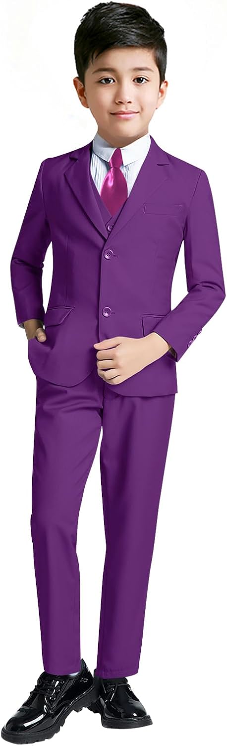 YuanLu Boys Suit for Kids Tuxedo Wedding Ring Bearer Outfit Boy Formal Suits 5 Piece Slim Fit Dresswear Suit Set