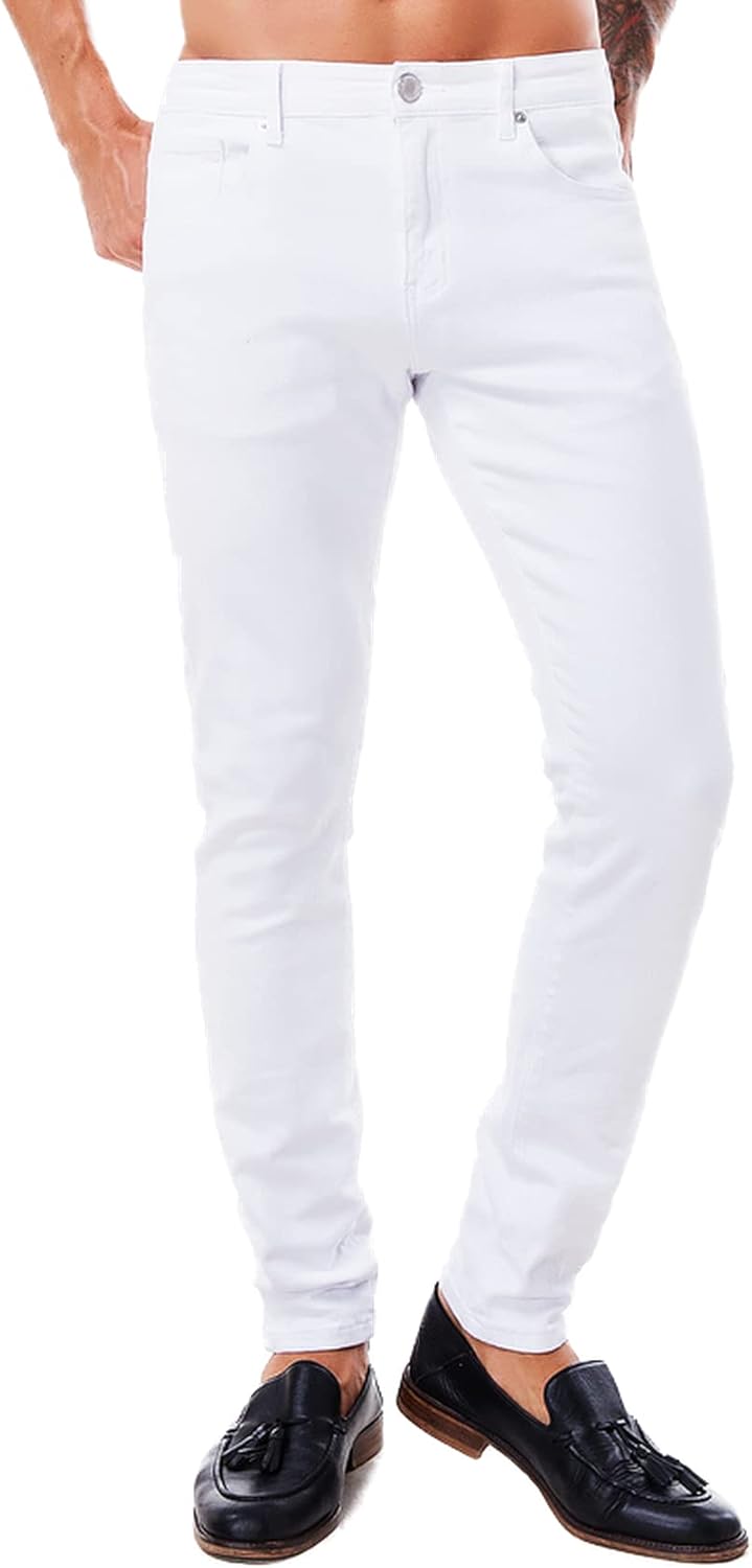 ABSECAI Mens Jeans Pants Skinny Slim Fit Comfy Fashion Denim Stretch Fit