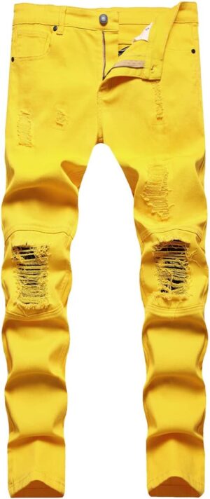 Slim Fit Men's Jeans, Ripped Stretch Jeans Denim Pants