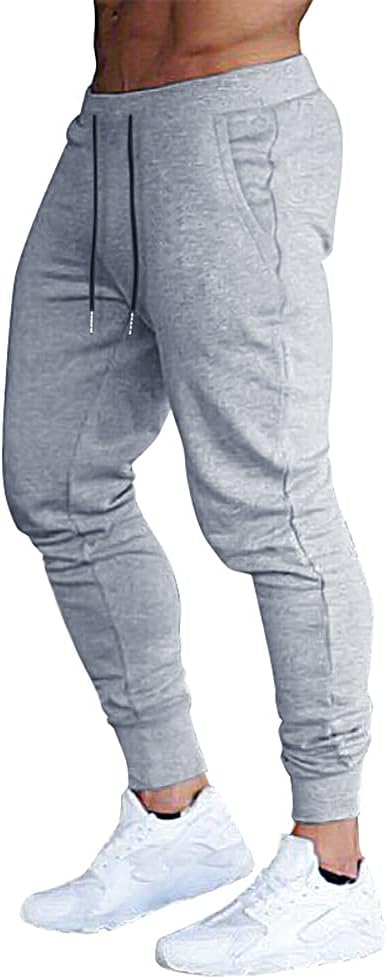 BUXKR Men's Slim Joggers Workout Pants for Gym Running and Bodybuilding Athletic Bottom Sweatpants with Deep Pockets
