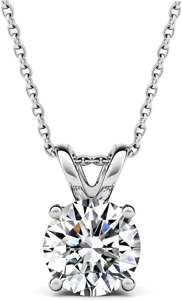 AllenCOCO 925 Sterling Silver Necklace for Women Trendy, AAA+ Cubic Zirconia Pendant Necklace Hypoallergenic 14K Gold Plated 925 Sterling Silver Minimalist CZ Necklace for Women Girls Jewelry Gifts