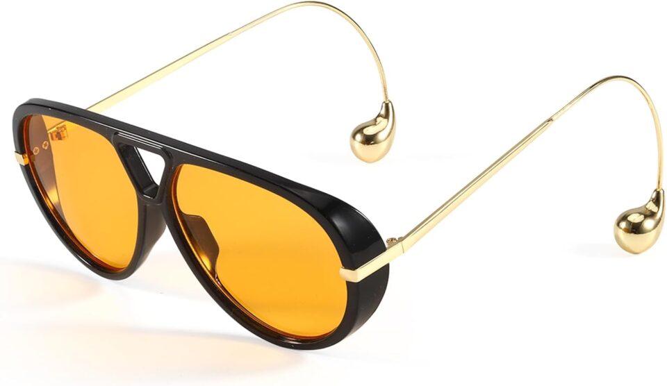 Oversized Aviator Sunglasses for Women With Earring Trendy Large Big Double Bridge 2025 Designer Ladies Shades