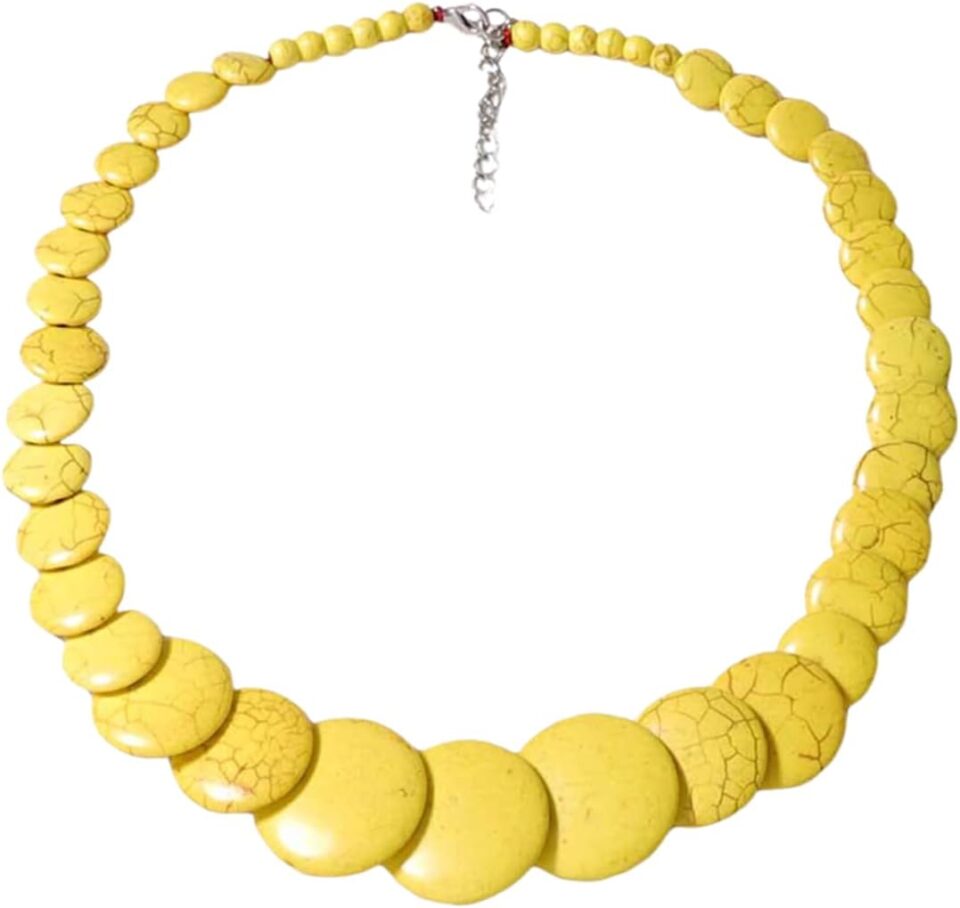 Colorful Bohemian Round Chip Choker Necklace Vintage Adjustable Sweater Chunky Necklaces Ethnic Geometric Bib Necklace for Women Men Wedding Vacation Jewelry Gifts