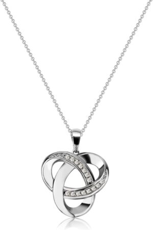 Love Knot Necklace, Sterling Silver Diamond Accent Love Knot Pendant Necklace, Forever Love Knot Infinity Necklace for Women