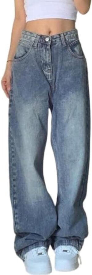 EMMIOL Wide Leg Jeans for Women - Low Waist Baggy Loose Boyfriends Denim Pants - Y2K 90S Style