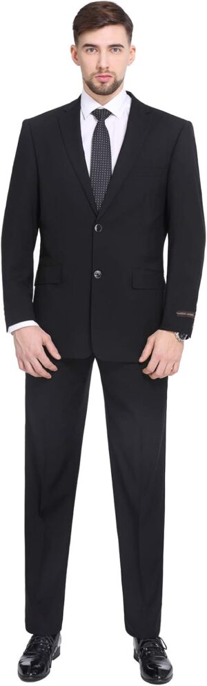 P&L Men's Suit 2 Piece Classic Fit Suits for Men Premium Business Suit Jacket & Pleated Pants Set for Wedding Prom