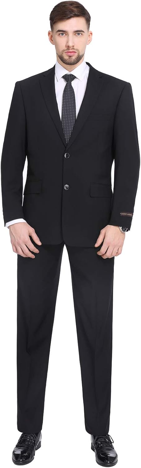 P&L Men's Suit 2 Piece Classic Fit Suits for Men Premium Business Suit Jacket & Pleated Pants Set for Wedding Prom