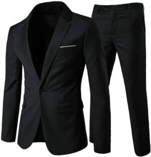 Cloudstyle Men's 2-Piece Suits Slim Fit 1 Button Dress Suit Jacket Blazer & Pants Set