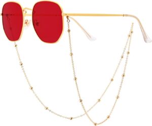 Veda Tinda Vision Sunglasses for Women Trendy Retro 70s 90s Womens Oval and Square Shades UV400 Protection with Glasses Chain