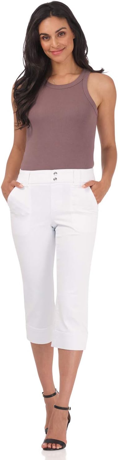 Rekucci Women's Secret Figure Denim Pull-On Easy Fit Jean Capri