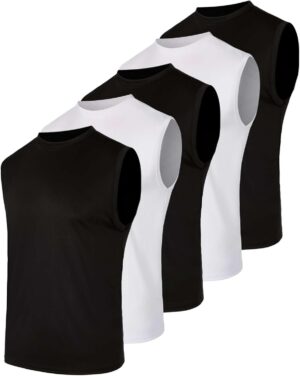 Real Essentials 5 Pack: Men's Mesh Active Athletic Tech Tank Top - Workout & Training Activewear (Available in Big & Tall)