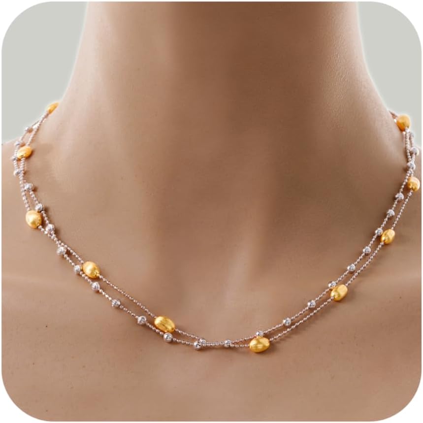 Gold Layered Necklaces for Women, S925 Sterling Silver Necklace, Gold Plated, Nutshell Design for Women's Jewelry(Gold)