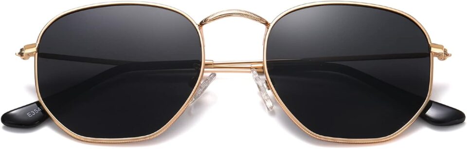 MEETSUN Polarized Hexagon Sunglasses for Women Men Polygon Square Sun Glasses UV400 Protection Metal Frame