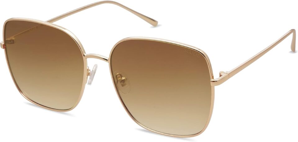SOJOS Trendy Oversized Square Metal Frame Sunglasses for Women Men Retro Big Flat Lens UV Protection Sunglasses SJ1146