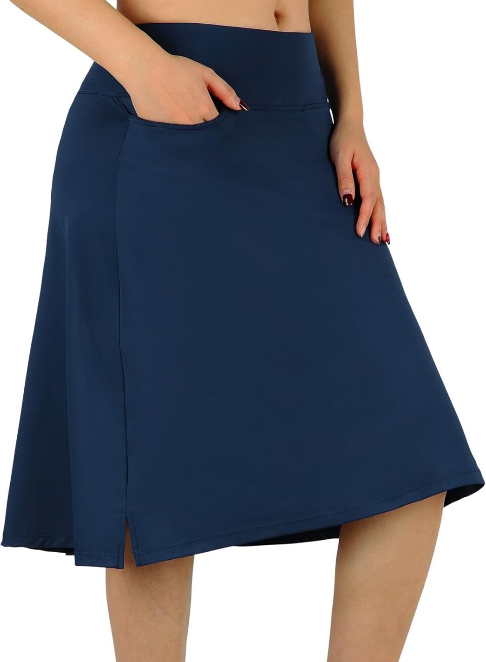 ANIVIVO Women's Skorts Knee Length, Modest Long Athletic Sports Casual Skirt with High Waisted Pockets